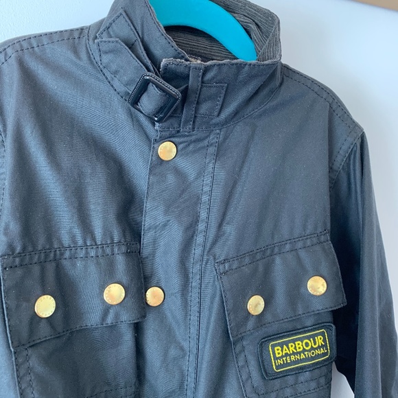 BARBOUR INTL BOYS/GIRLS WAXED JACKET/RAINCOAT